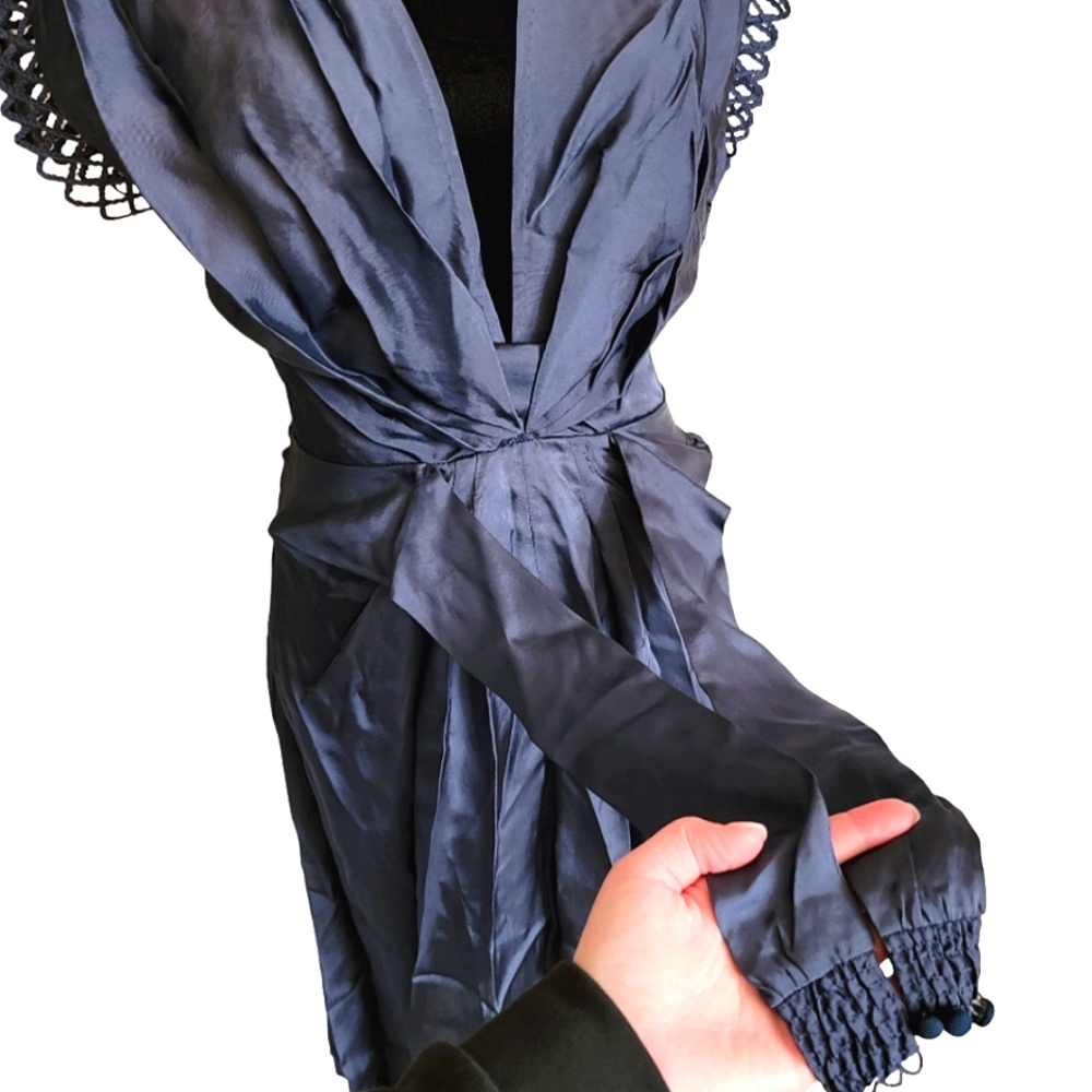 BCBGMAXAZRIA Navy Blue Iridescent Wrap Cocktail Dress NEW - Picture 8 of 16
